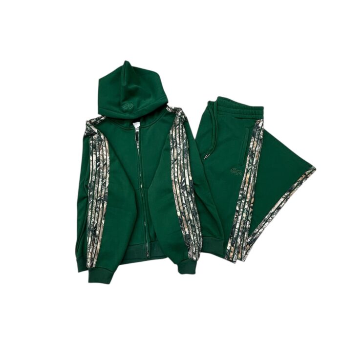 REAL Camo Striped Zip Up Hoodie And Camo Striped Baggy Pants Set