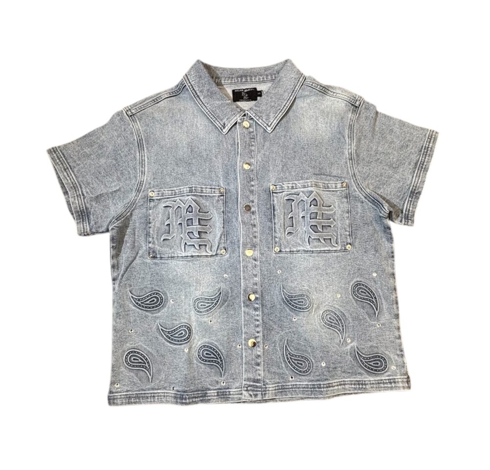 Mixed Emotion 'Paisley' Denim Shirt and Shorts Set - Image 5