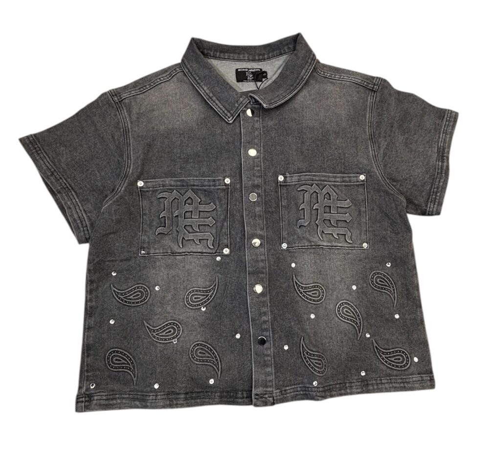 Mixed Emotion 'Paisley' Denim Shirt and Shorts Set - Image 6