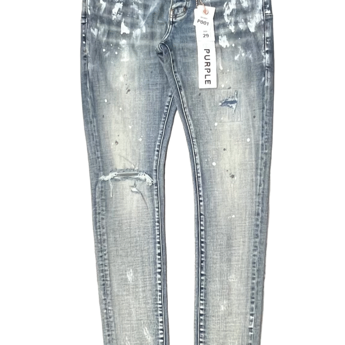 Purple Brand P001 Light Indigo Paint Blowout Jeans