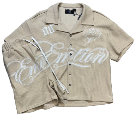 Mixed Emotion Signature Button Up & Shorts Set
