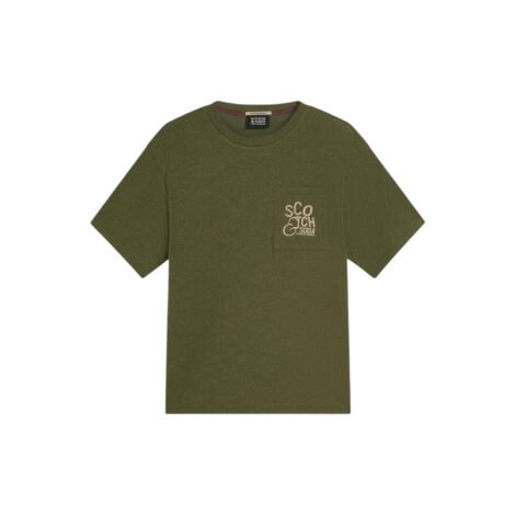 SCOTCH AND SODA Bonded Chest Pocket And Artwork Relaxed-Fit T-Shirt